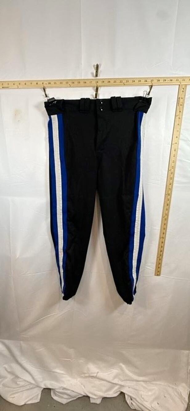 VINTAGE ALL PRO Adult M Baseball Pants Black Blue White Side Stripe Mens Medium